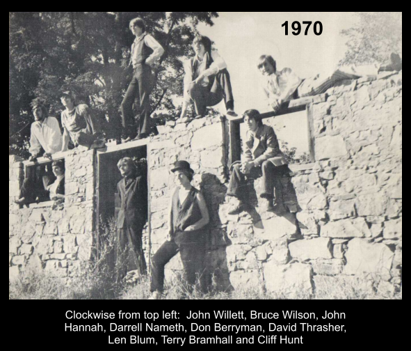 1970 Clockwise from top left:  John Willett, Bruce Wilson, John Hannah, Darrell Nameth, Don Berryman, David Thrasher, Len Blum, Terry Bramhall and Cliff Hunt